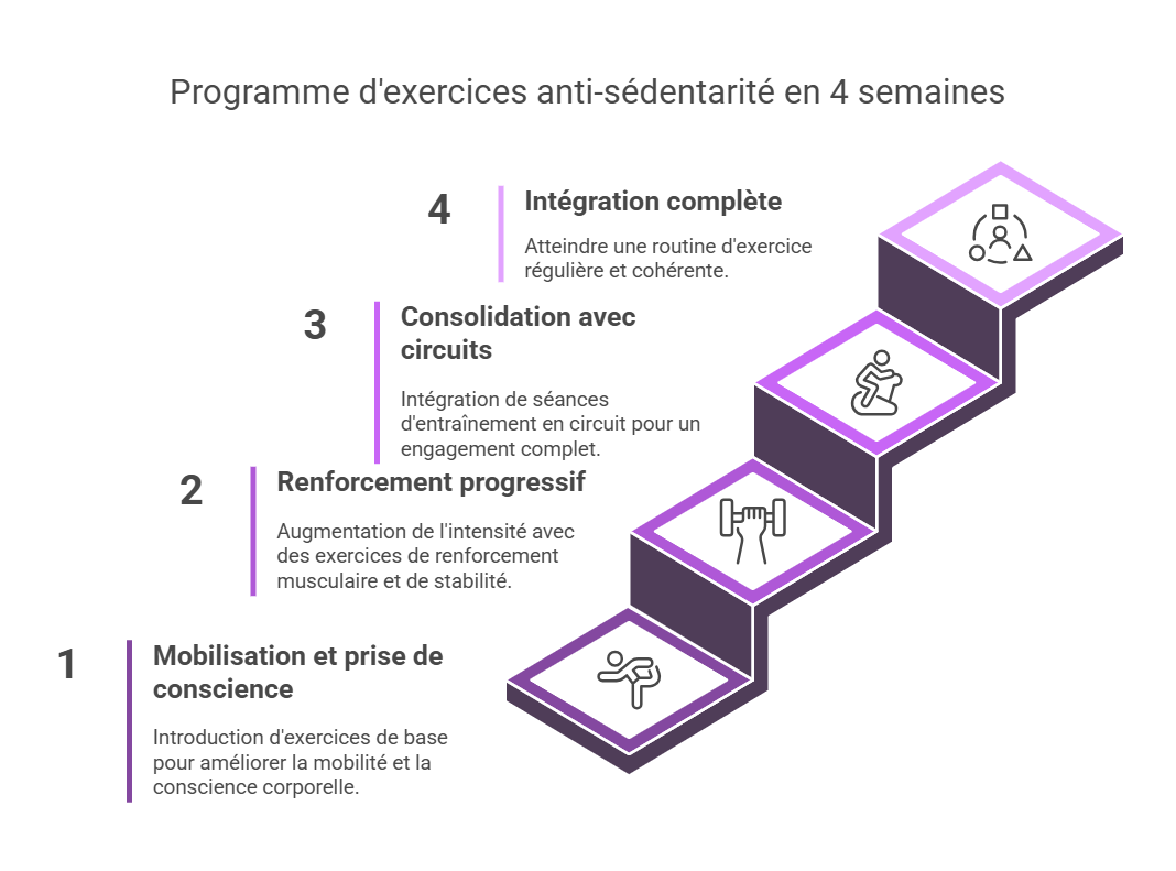 Programme d'exercices anti-sédentarité en 4 semaines